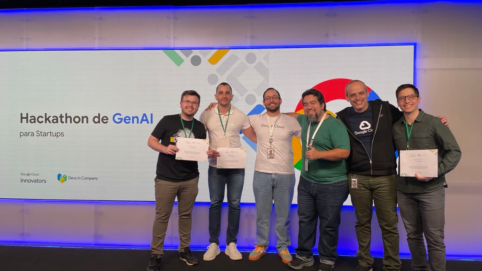 Time campeão do 1º Hackathon de GenAI do Google Cloud Brasil